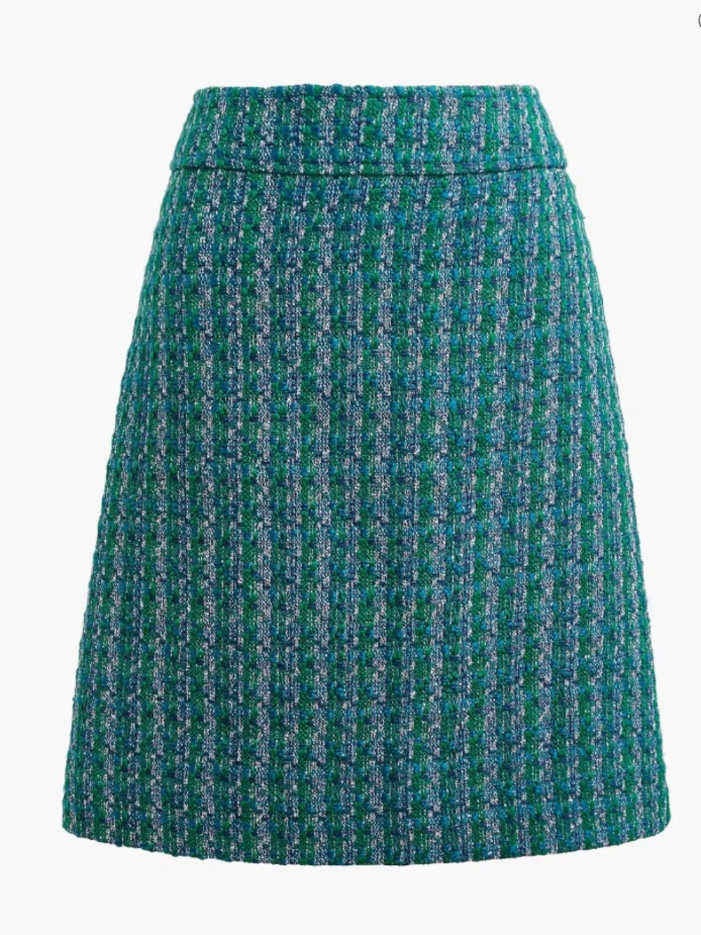 J. Crew Factory Tweed A-line Skirt Green Blue Medley Size 8